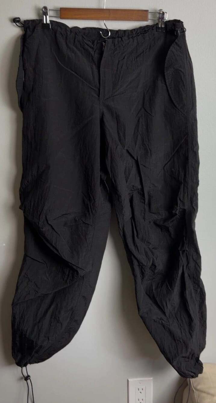 Iets Frans Black Nylon Cargo Jogger Pants Drawstring Adjustable Size Small Women